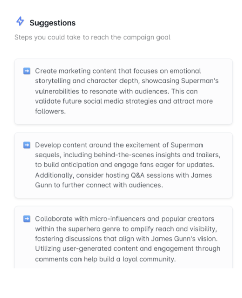 Insights and suggestions dashboard